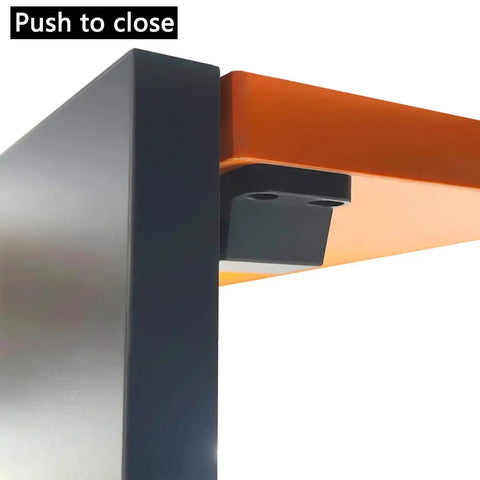 Self Closing Push To Open Door Latch Cabinet Hardware installed on cabinet edge, demonstrating push-to-close mechanism, black finish.