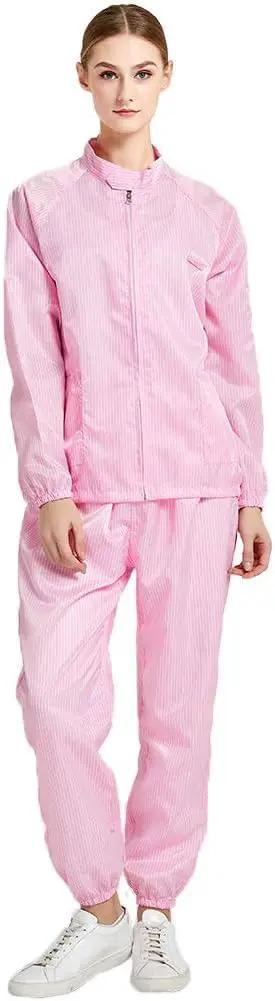 Unisex ESD Anti-Static Cleanroom Coverall Set Zippered Stand Collar Coat Pants Built Tough For Daily Shop Floor Grind Wears Comfy All Shift Resists Dust Handles Heavy Duty Laundering While Keeping Staff Safely Grounded
