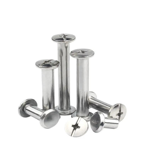 Knockout Quality 304 Stainless Steel Snap Rivet Book Binding Screws Heavy Duty Photo Album Fasteners M3x14mm shown in a group.