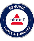 Front view of BISSELL Genuine Parts & Supplies circular emblem with blue outer ring, white center, and BISSELL logo.