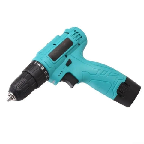 Badass 12V Cordless Drill Driver With 25 Plus 1 Precision Torque in teal, ergonomic grip, perfect for tight spaces.