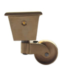 Brass Caster Wheels For Furniture Legs Set Of 4 360 Degree Swivel Casters With Square Cup Mounts close-up view