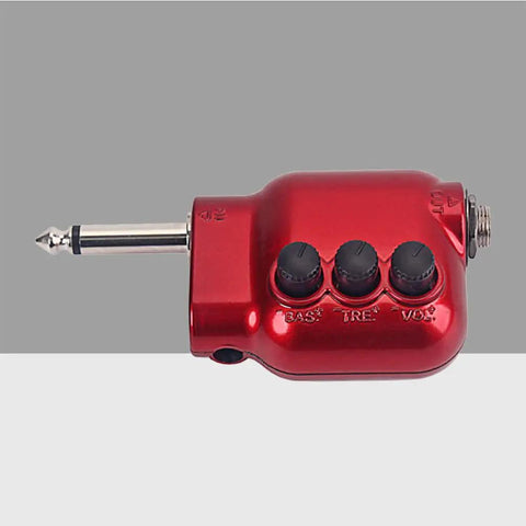 Red Acoustic Guitar Preamp With Bass Treble EQ And Volume Control 6.35Mm Plug Compact Lightweight Preamplifier