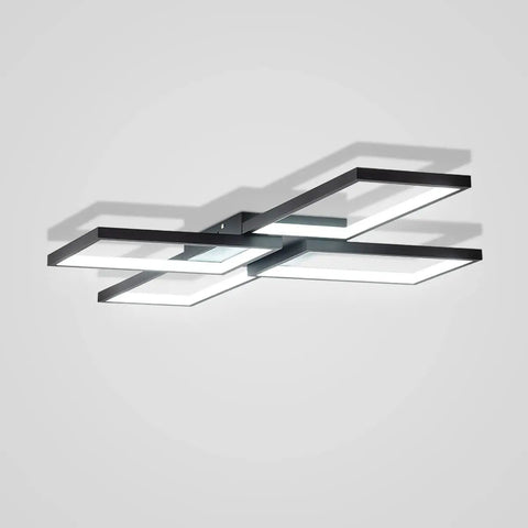 Black Square LED Ceiling Light Flush Mount for Dining Room Living Room Kitchen, 33.07 Inch Geometric Modern Fixture, Cool White 6000K