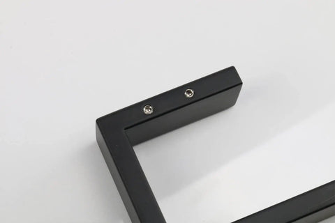 Heavy Duty Square Base Wall Mount Towel Rack Built To Last In Matte Black SUS304 Stainless Steel Bar 16 Inch modern design detail
