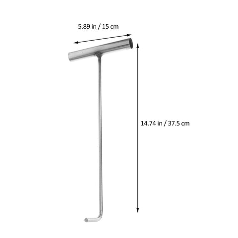 Heavy Duty Stainless Steel Manhole Cover Hook With Sturdy T Shaped Handle Design For Dead Simple Storm Drain Grate Lifting, 15x37.5 cm.