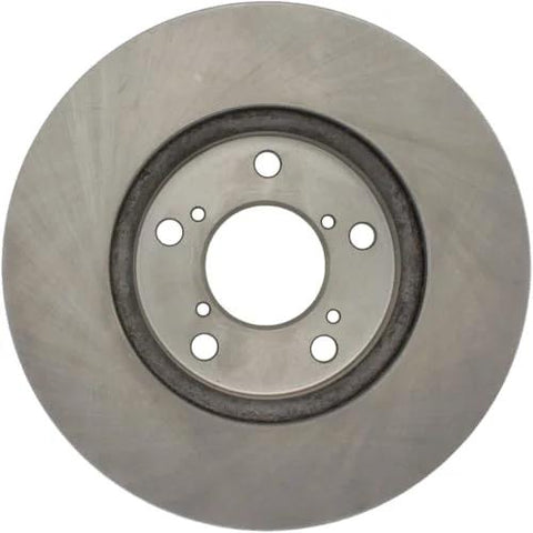 Front view of Centric C-Tek automotive front brake rotor; silver steel disc with central hub and six bolt holes.