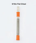 Dual Head Nail Setter And Door Hinge Pin Remover Tool Set Five Piece Kit with 5/16in flat chisel and orange anti-slip handle.