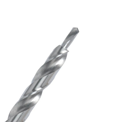 Close-up of a drill bit from the Workhorse Pocket Hole Drill Bit Set With Depth Stop Collar For Precise Pocket Holes And Clean Guided Drilling In Woodworking Projects Two Pack Featuring One Quarter Inch Hex Shank Bits And Includes L Wrenches By POWERTEC.