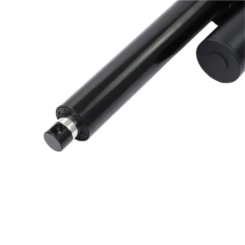 Close-up of Rock Solid Electric Linear Actuator Motor showing black metal body and end connector for smooth operation.