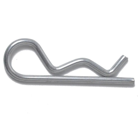 100Pcs Heavy Duty Industrial R Pins Mechanical Locking Hair Pins Steel Hitch Clips With Rust Resistant Chrome Plating For Tractor Auto Garage Workshop Organized Kit, close-up of a chrome steel R pin.
