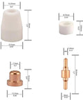 150 Pc Set Pt-31 Air Plasma Cutting Nozzle And Electrode Consumables Fits Cut-40 Cut-50d Ct-312 dimensions and components