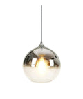 Gradient Silver Glass Globe Pendant Light With Adjustable Cable Dope Sleek Spherical Glass Hanging Fixture Perfect For Kitchen Island