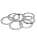 Straight Up Boss Grade 304 Stainless Steel Shim Washers Ultra Thin Flat Spacers M3 Through M15 stacked for axle bearing adjustment.