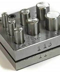 Pro Grade Round Jewelry Disc Cutter Punch Set For Stainless Steel Discs, metal tool for punching discs, side view