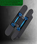 Straight Up Heavy Duty Concealed Door Hinges, 180 Degree Adjustable Hardware For Smooth Silent Invisible Folding And Hidden Secret Rooms, Black Finish shows detailed thick support arm.