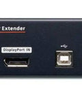 Heavy Duty 4K Displayport KVM Over IP Transmitter With Built In Power Over Ethernet, rear view showing input and connection ports.
