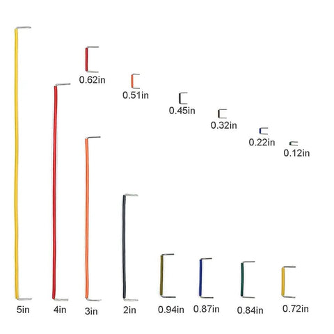 Sizes of wires from 560 Piece Breadboard Jumper Wires Set For Arduino And Electronics, 24 AWG U Shaped Male To Male Cables