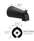 Slip On Tub Diverter Spout 5 Inch Oil Rubbed Bronze Pull Up Diverter Half Inch Slip Fit Set Screw No Fuss Install Zinc