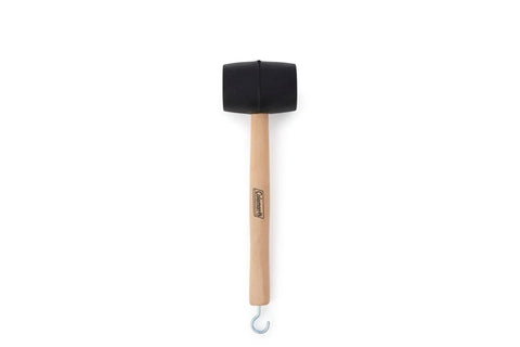 All Purpose Rubber Mallet With Tent Peg Remover Hook, Double Sided High Impact Head, 16 Oz Hammer With Wooden Handle