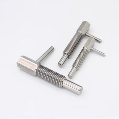 Heavy Duty M12 Retractable Indexing Plunger Pin 4 Pack Stainless Steel Spring Loaded Latch With L Handle Telescopic Design set of three