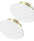 Concealed Premium Quality Fire Sprinkler Covers 2 Pack 3.34 Inch Round Ceiling Rings in white with gold trim for hiding sprinkler heads.