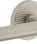 Circolo Hammered Rosette Privacy Door Lever Set With Contempo Smooth Lever Satin Nickel Left Handed Concealed Screws CSM