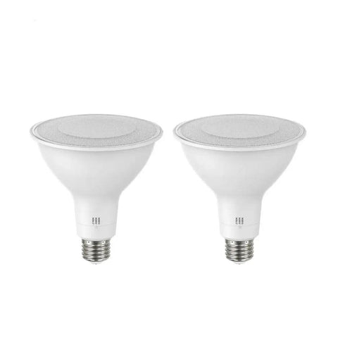 Two 150W Equivalent Par 38 LED Flood Light Bulbs, Dimmable and Color Temp Adjustable 2700K, 3000K, 5000K, White Finish
