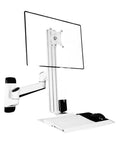 Heavy Duty Wall Monitor Mount Industrial Grade Flex Arm Holds Your Rig Steady Bulletproof Bracket No Sweat Setup One Color Finish Electromechanical Support Single Unit with keyboard and mouse