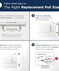 Infographic on measuring center-to-center for replacement cabinet pulls, suitable for Polished Chrome Edge Pull Cabinet Handle For Flat Panel Cabinets 3 Inch Center To Center 76 mm Contemporary Drawer Pull For Modern Kitchens And Bathrooms 1 Pack Sleek Minimalist Hardware.