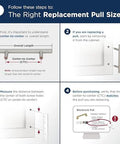 Guide on selecting the right cabinet pull size with focus on center-to-center and overall length for polished chrome cabinet pull for contemporary cabinets and drawers Cyprus style furniture hardware with sleek mirror like shine and cool blue undertones overall length six and nine sixteenths inches center to center three and three quarters inches