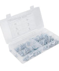 Grease Fittings Kit 110 Pcs Zinc Iron 45 Degree And 90 Degree Nipples Nozzles And Tips in clear plastic case for easy install