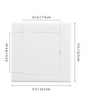 Sleek 3X3 Inch White Drywall Access Panel For Bathroom Plumbing Maintenance Durable Pvc Wall Cover Plate with dimensions.