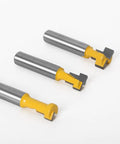 Pro Level Three Piece T Slot Router Bit Set With Eight Millimeter Shank Heavy Duty Keyhole Milling Cutters Rock Solid Hss Steel in three sizes.