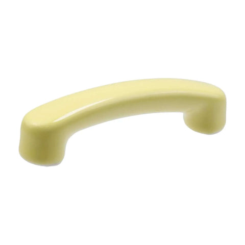 Four Piece Set Of Glossy Yellow Ceramic Cabinet Pulls Featuring A Slick High Gloss Finish And Heavy Duty Craftsmanship Ideal For Kitchen Cabinets And Zero Sweat Home Renos, single glossy yellow ceramic handle.