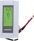 Programmable Radiant Heating Thermostat 120/240V with Floor Sensor and GFCI, digital display showing time and temperature