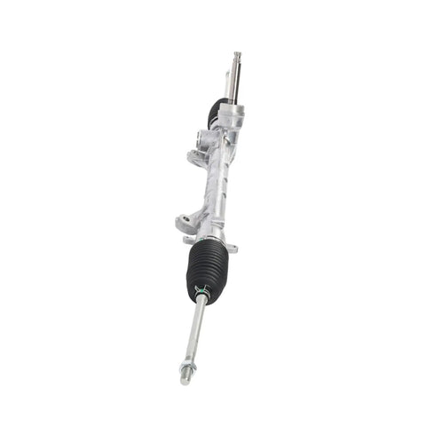 Top Tier Power Steering Rack And Pinion Compatible With Mitsubishi Outlander Models 2011 To 2020, silver metal with rubber boots.