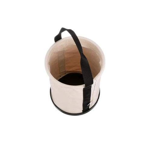 Top view of Heavy Duty Canvas Tool Bucket With Wide Opening And Straight Walls No 6 Canvas Black Molded Bottom 75 Pound Load Capacity