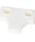 Close-up of 35mm Cabinet Hinge For Frameless Cabinets And Wardrobes, Zinc Alloy Corner Hinge, white plastic part, top angle view