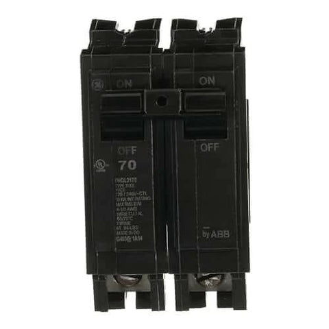 Single 70 A 2-Pole 120/240 V Q Line Plug-In Circuit Breaker with Non-Interchangeable Trip, front view