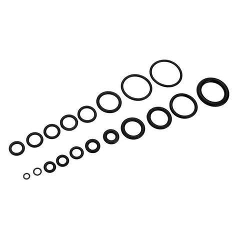 O-ring assortment kit, 225 black rubber seals in multiple sizes for plumbing and automotive use