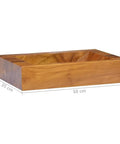 Zexlorith Teak Wood Basin, Vessel Sink for Bathroom, 19.7x13.8x3.9 inch, shown in wooden finish with dimensions.