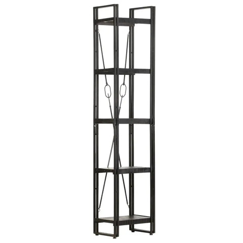 Industrial Style Five Tier Bookcase With Black Powder Coated Steel Frame And Solid Mango Wood Shelves Go To Storage For Books Magazines
