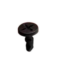 Close-up of a black engine bay trim panel cover plate screw clip replacement for Cayenne 2003-2006 and 2008-2010, part 95557271000.