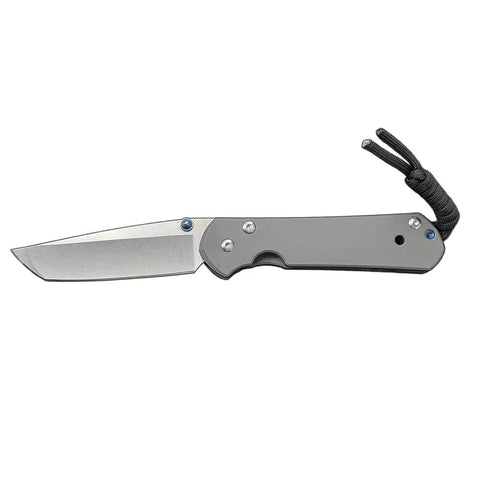 Titanium Alloy Handle Outdoor Knife with S35VN Blade for Camping and Hunting, 210mm overall length, 90mm blade, side view