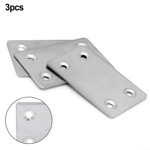Heavy Duty Stainless Steel Corner Brackets For Furniture Repair, L Shape Mending Plates With Four Pre Drilled Holes, 3 Pack