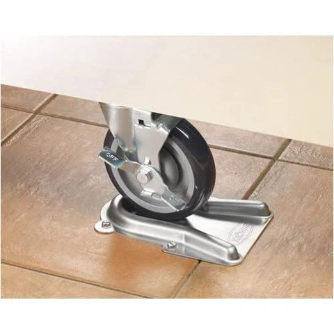 Caster Positioning Chocks 28-200 For Kitchen Equipment, Pack Of 2, wheel on chock for movable cart alignment and stability