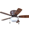 Mooreland 44 Inch Ceiling Fan With Light Kit In Oiled Rubbed Bronze Finish And Bronze Blades, Frosted Glass Light, Damp Location Rated