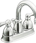 Two Handle High Arc Bathroom Faucet Chrome Finish With Four Inch Centerset ADA Compliant Aerated Water Flow Easy Install Modern Style For Any Bath Renovation