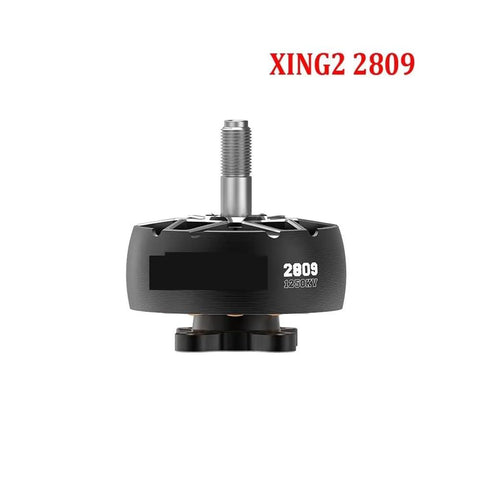 Front view of 2809 Brushless RC Motor 1250KV with 5mm shaft, black body, for 7 to 8 inch FPV drones with Beefy RPM Power.
